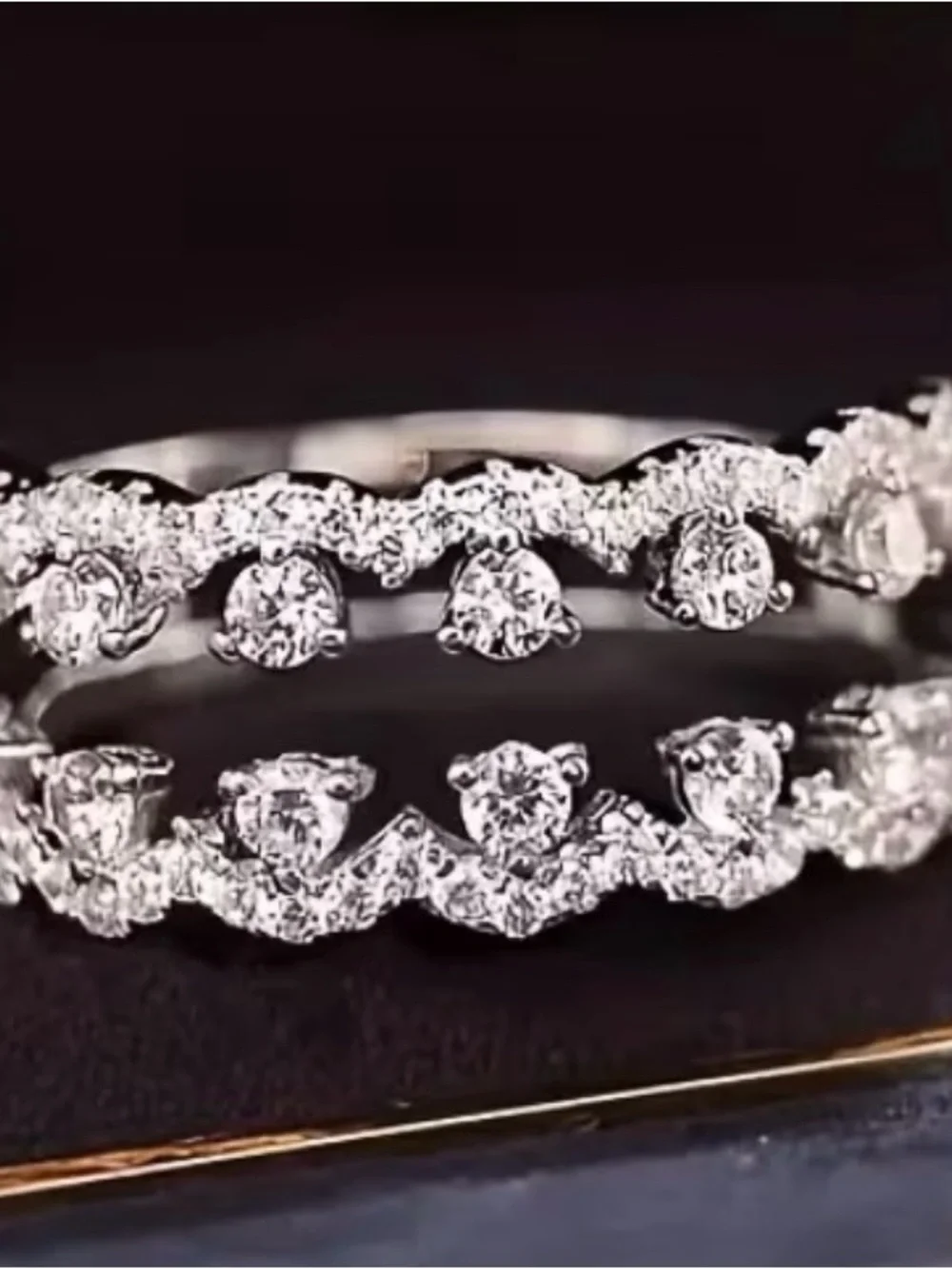 Elegant White CZ Double Row Stacking Ring - Picture 1 of 5